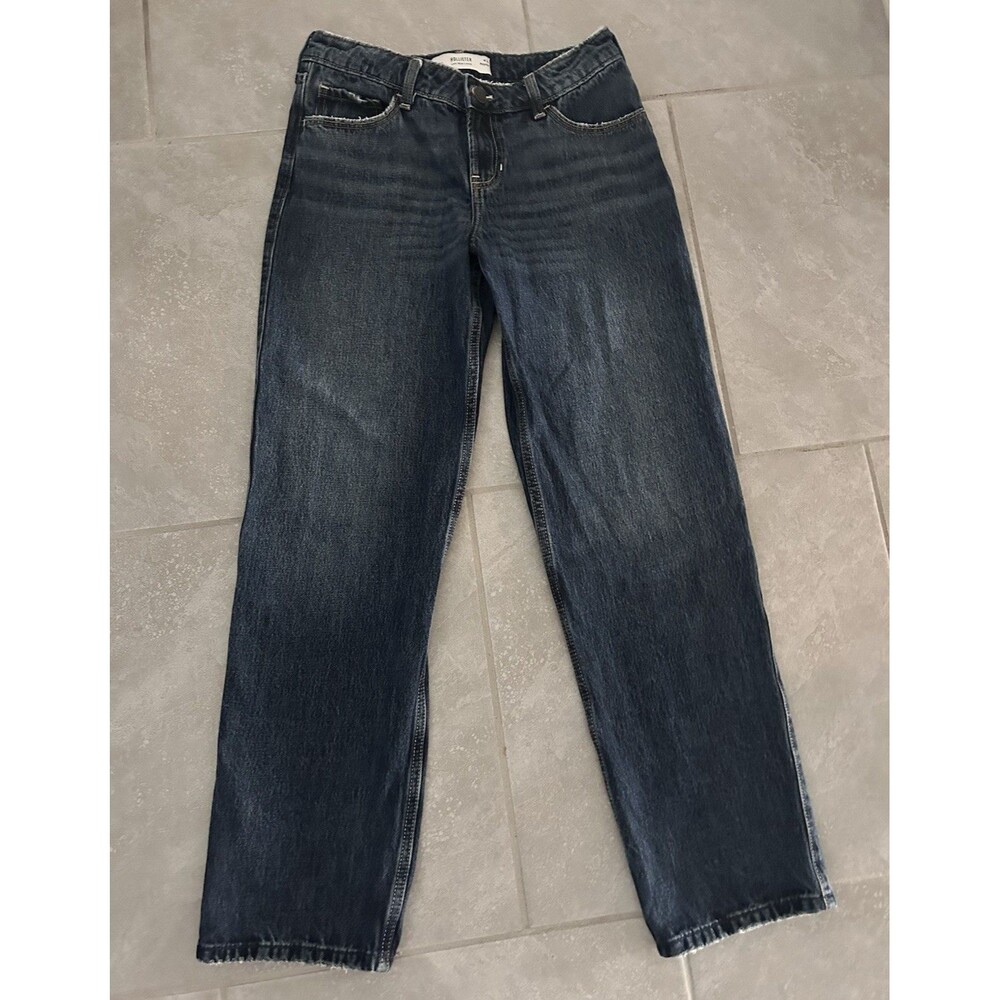 Hollister Women Low Rise Loose Straight Jeans Blue Dark Size 2R waist 26 used